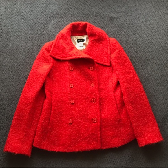 J. Crew Jackets & Blazers - J. Crew Mohair & Wool Military Style Peacoat Jacket Button Up Vivid Flame Red 2